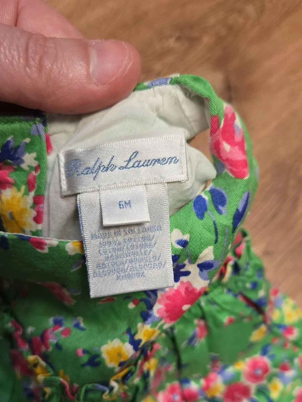 ☀️Ralph Lauren Green Floral Sleeveless Cotton Dress 6mth